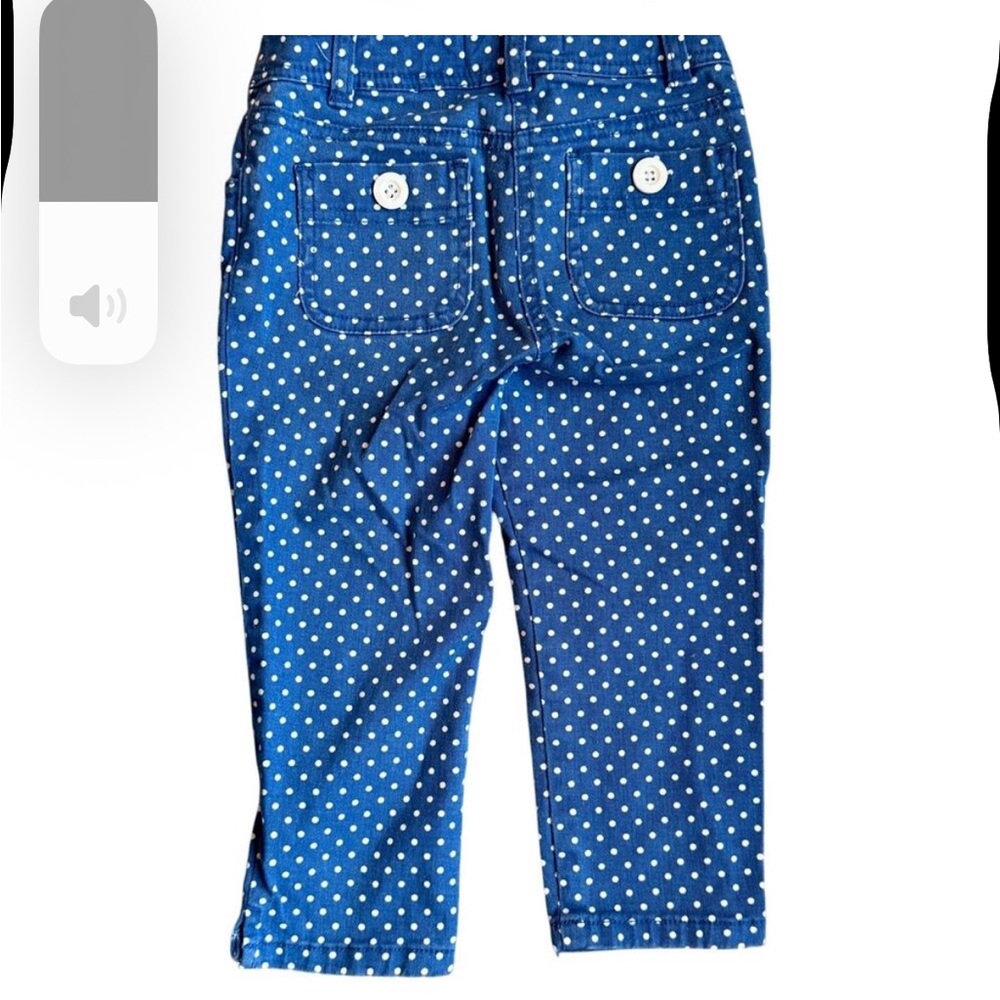 Mini Boden Girls Polka Dot Capri Pants Blue White Cotton - Size 11